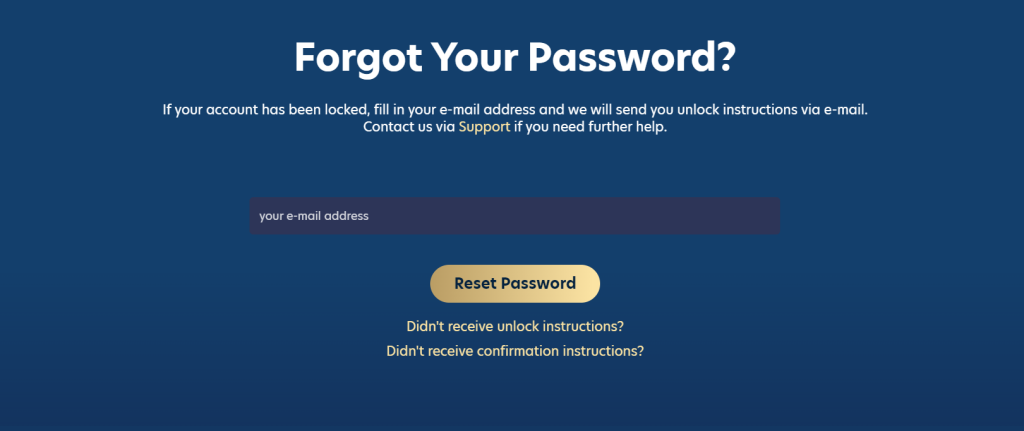 lucky dreams forgot your password page